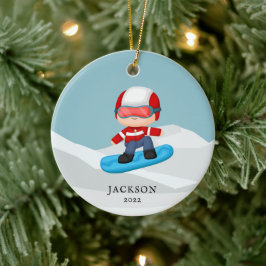 Adorno De Cerámica Snowboard Navidades personalizados
