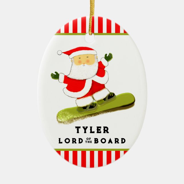 Adorno De Cerámica Snowboard personalizado (Frente)