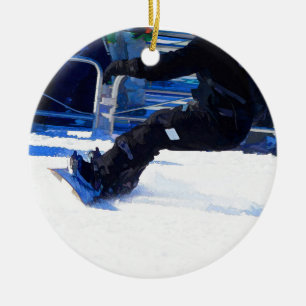 Adorno De Cerámica Snowboard Skidding Winter Sports Gift