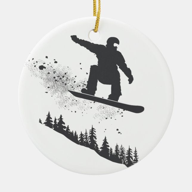 Adorno De Cerámica Snowboarder (Frente)