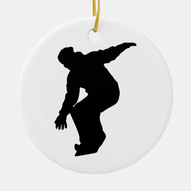 Adorno De Cerámica Snowboarder Silhouette (Frente)