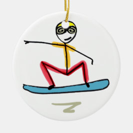 Adorno De Cerámica Snowboarding Stickman
