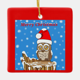 Adorno De Cerámica Snowflake el búho con los Navidades