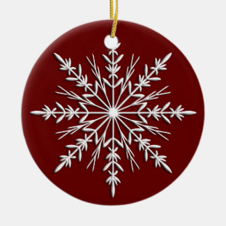 Adorno De Cerámica Snowflake en la cita roja