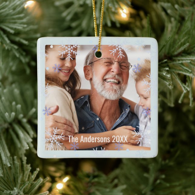 Adorno De Cerámica Snowflake Personalized Grandparents Family Photo (Árbol)