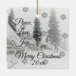 Adorno De Cerámica Snowflakes Snowflakes Navidades sketch blanco negr