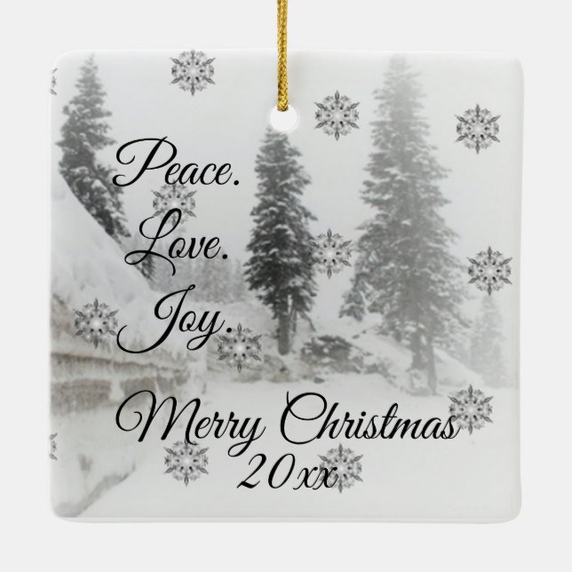 Adorno De Cerámica Snowflakes Snowflakes Navidades sketch blanco negr (Reverso)