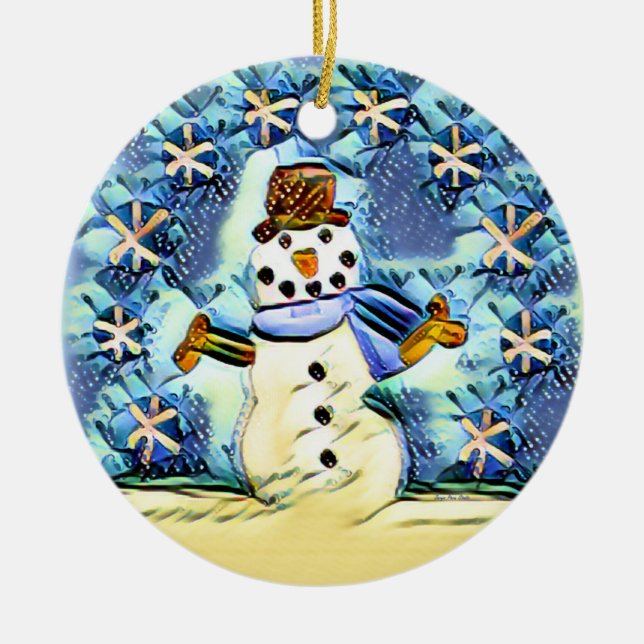 Adorno De Cerámica Snowie Snowman (Frente)