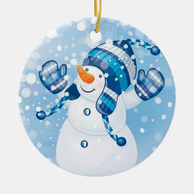 Adorno De Cerámica Snowman (Frente)