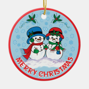 Adorno De Cerámica Snowman