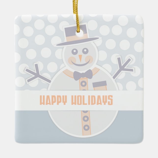 Adorno De Cerámica Snowman (Anverso)