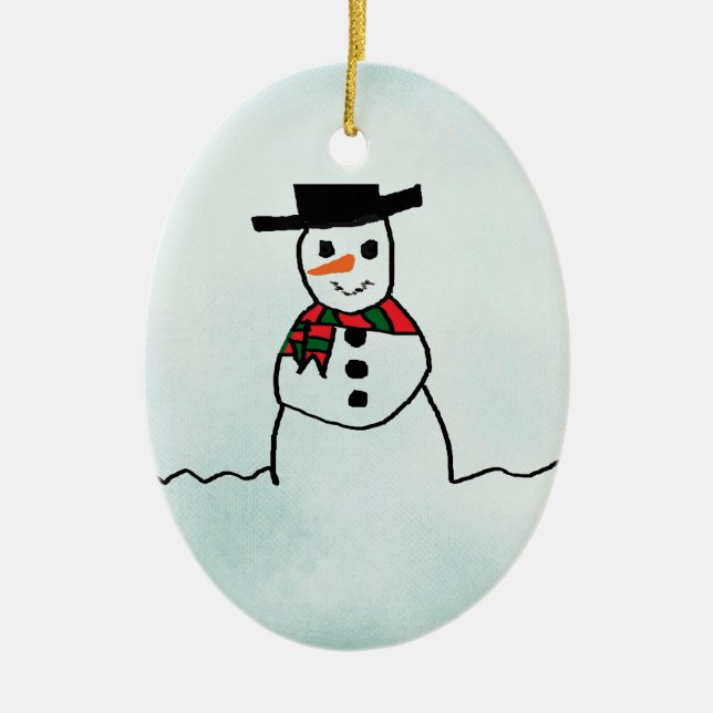 Adorno De Cerámica Snowman (Frente)