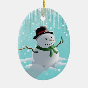 Adorno De Cerámica Snowman