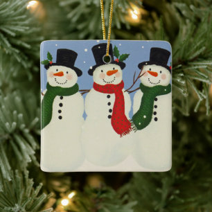 Adorno De Cerámica Snowman