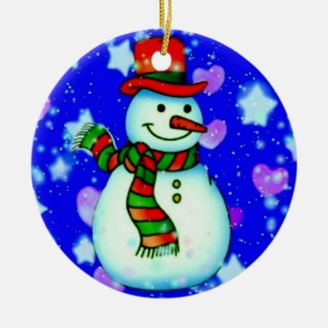 Adorno De Cerámica Snowman (Frente)