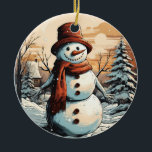 Adorno De Cerámica Snowman<br><div class="desc">Navidades de Snowman Ornamento cerámico Trae mucha más alegría de vacaciones a tu árbol con un adorno de cerámica personalizado. Añade tus fotos,  imágenes y citas favoritas en ambas caras. Incluye un hilo dorado para poder colgar este recuerdo tan especial en cuanto lo recibas.</div>