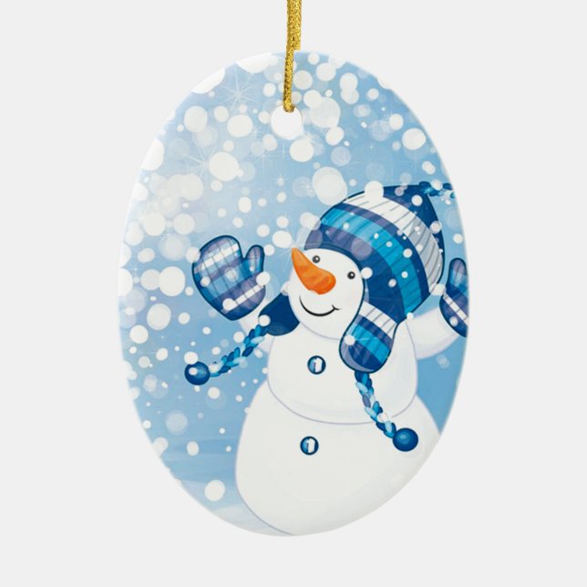 Adorno De Cerámica Snowman (Frente)