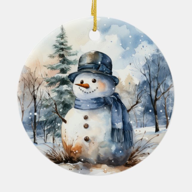 Adorno De Cerámica Snowman (Atrás)