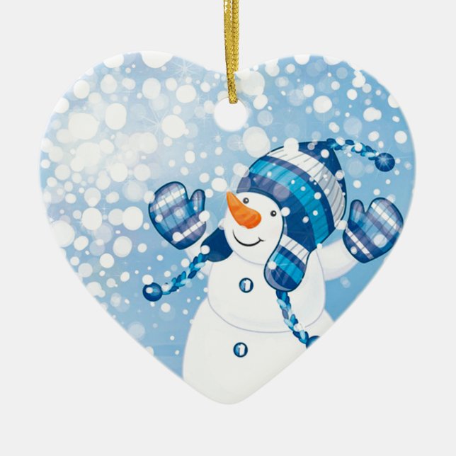 Adorno De Cerámica Snowman (Frente)
