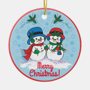 Adorno De Cerámica Snowman