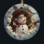 Adorno De Cerámica Snowman Adventure Winter Fun<br><div class="desc">¡Únete a este valiente hombre de nieve en su aventura de invierno! Está rompiendo el hielo y listo para jugar. Este diseño único y lúdico te hará sonreír.</div>