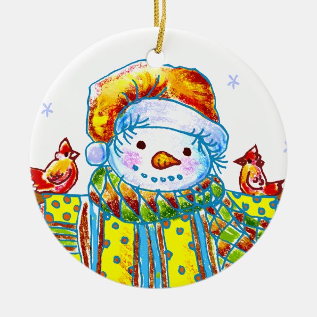 Adorno De Cerámica Snowman Birdman (Frente)