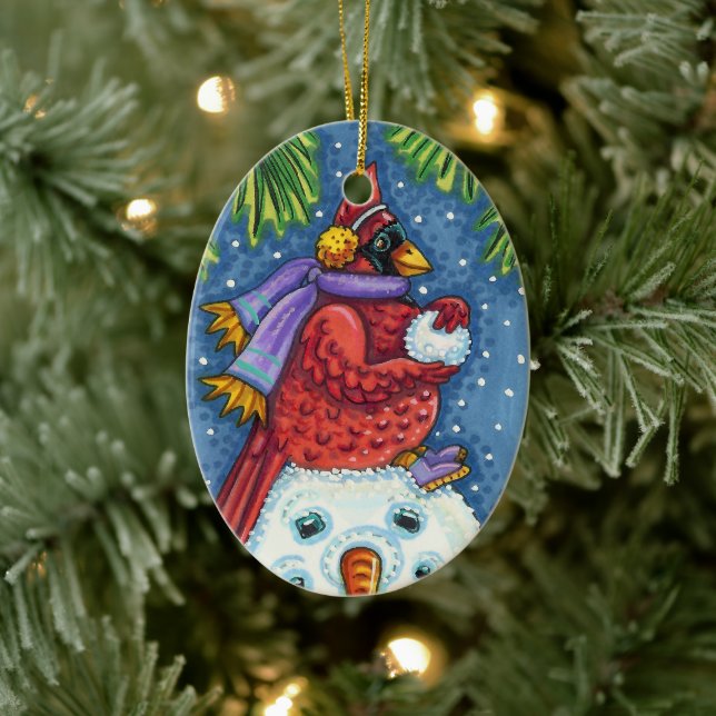 ADORNO DE CERÁMICA SNOWMAN BODYGUARD, NAVIDADES CARDINAL REDBIRD (Árbol)