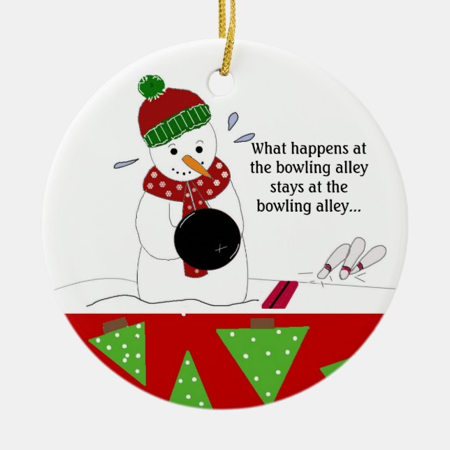Adorno De Cerámica Snowman Bowler (Frente)
