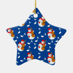 Adorno De Cerámica Snowman Cello Music Notes