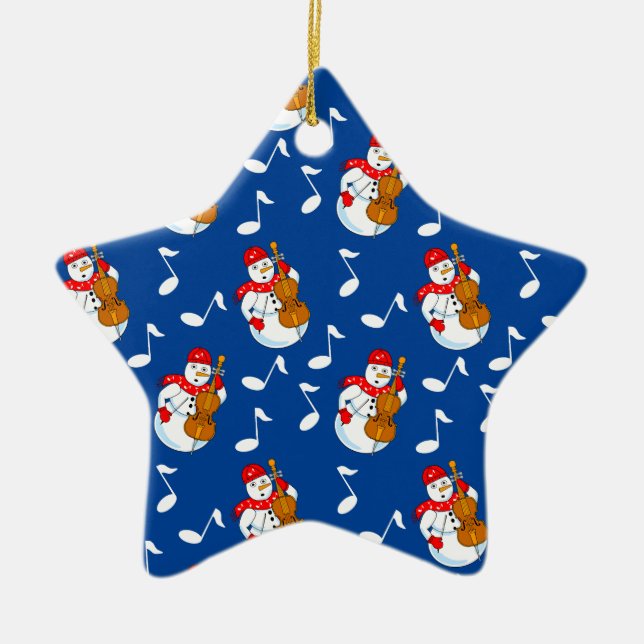 Adorno De Cerámica Snowman Cello Music Notes (Frente)
