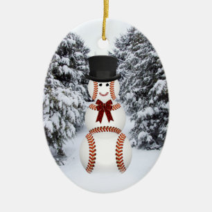 Adorno De Cerámica Snowman de béisbol