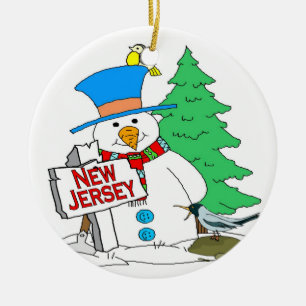 Adorno De Cerámica Snowman de Nueva Jersey