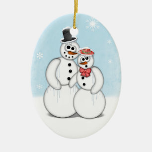 Adorno De Cerámica Snowman de vacaciones