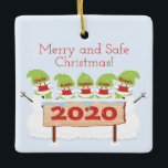 Adorno De Cerámica Snowman Family of Five Face Mask Christmas 2020<br><div class="desc">Snowman Family of Five Face Mask Christmas 2020
Merry and Safe Christmas
Personalize each snowman</div>