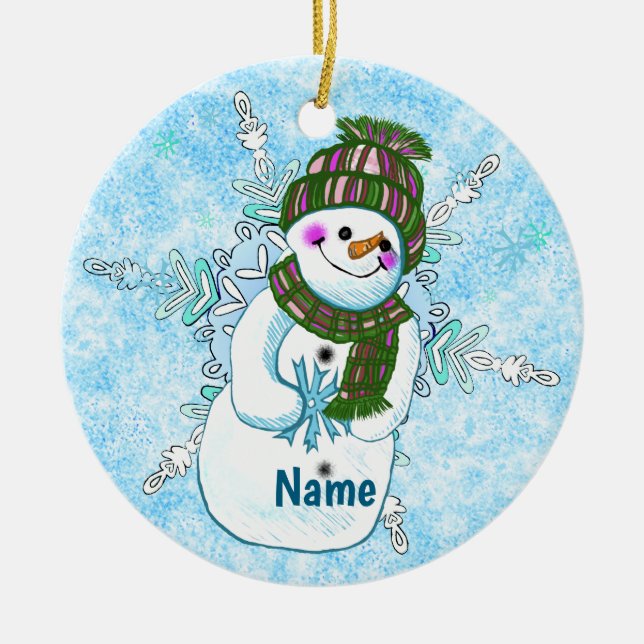 Adorno De Cerámica Snowman Granny ornament (Frente)