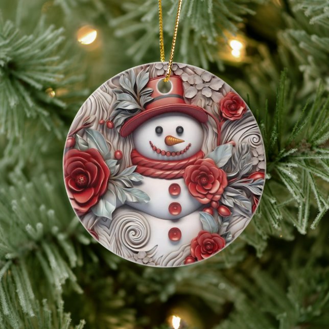 Adorno De Cerámica Snowman, Navidades 3D (Árbol)