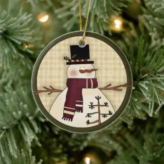 Adorno De Cerámica Snowman Ornament