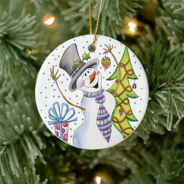 Adorno De Cerámica Snowman Ornament (Árbol)