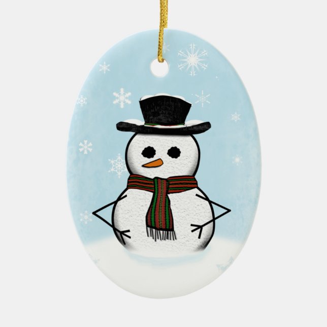 Adorno De Cerámica Snowman Ornament (Frente)