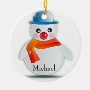 Adorno De Cerámica Snowman Ornament