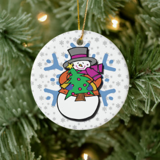 Adorno De Cerámica Snowman Ornament