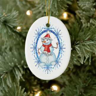 Adorno De Cerámica Snowman Ornament