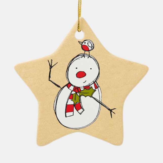 Adorno De Cerámica Snowman Ornament (Frente)