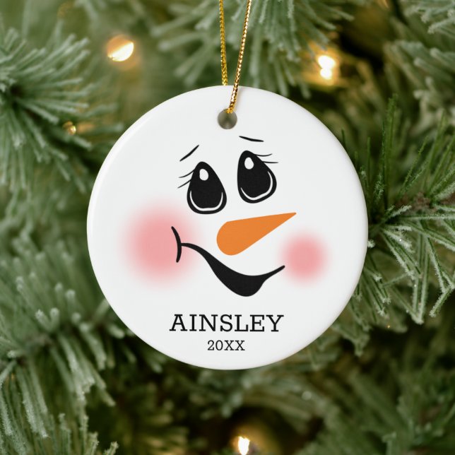 Adorno De Cerámica Snowman personalizado (Árbol)