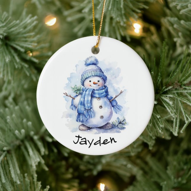 Adorno De Cerámica Snowman personalizado (Árbol)