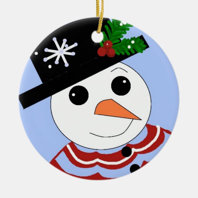 Adorno De Cerámica Snowman sonriente (Frente)