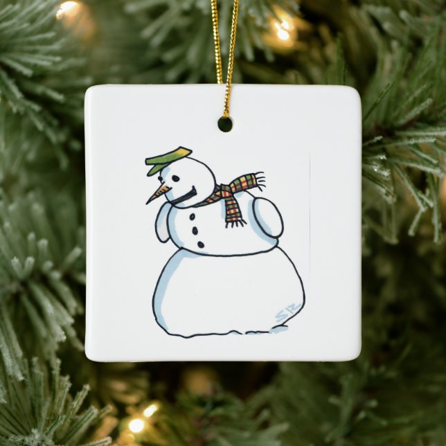 Adorno De Cerámica Snowman square ceramic ornament (Árbol)