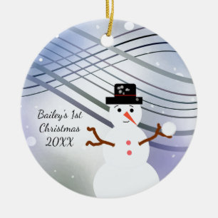 Adorno De Cerámica Snowman Swirl Primera Navidad
