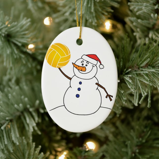 Adorno De Cerámica Snowman Throwing Water Polo Ball Ornament. (Árbol)