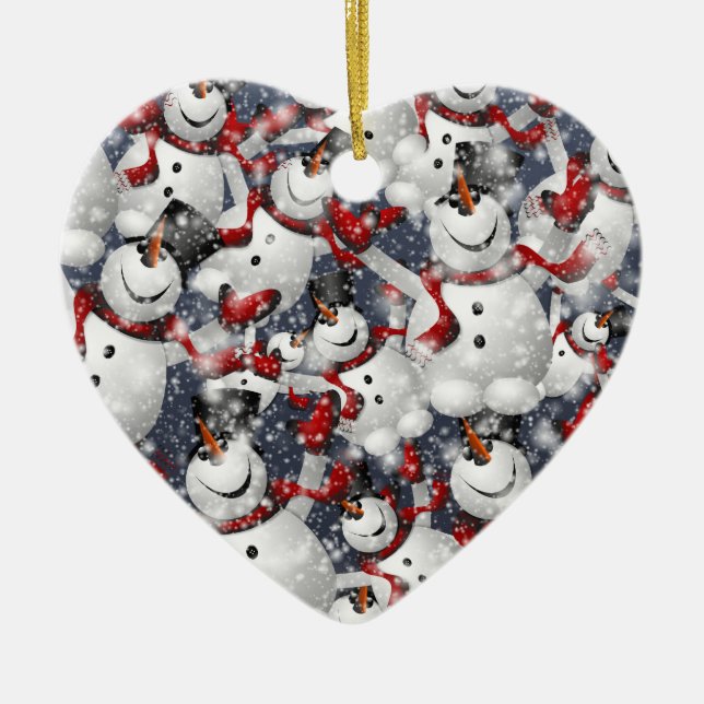 Adorno De Cerámica Snowmen (Frente)